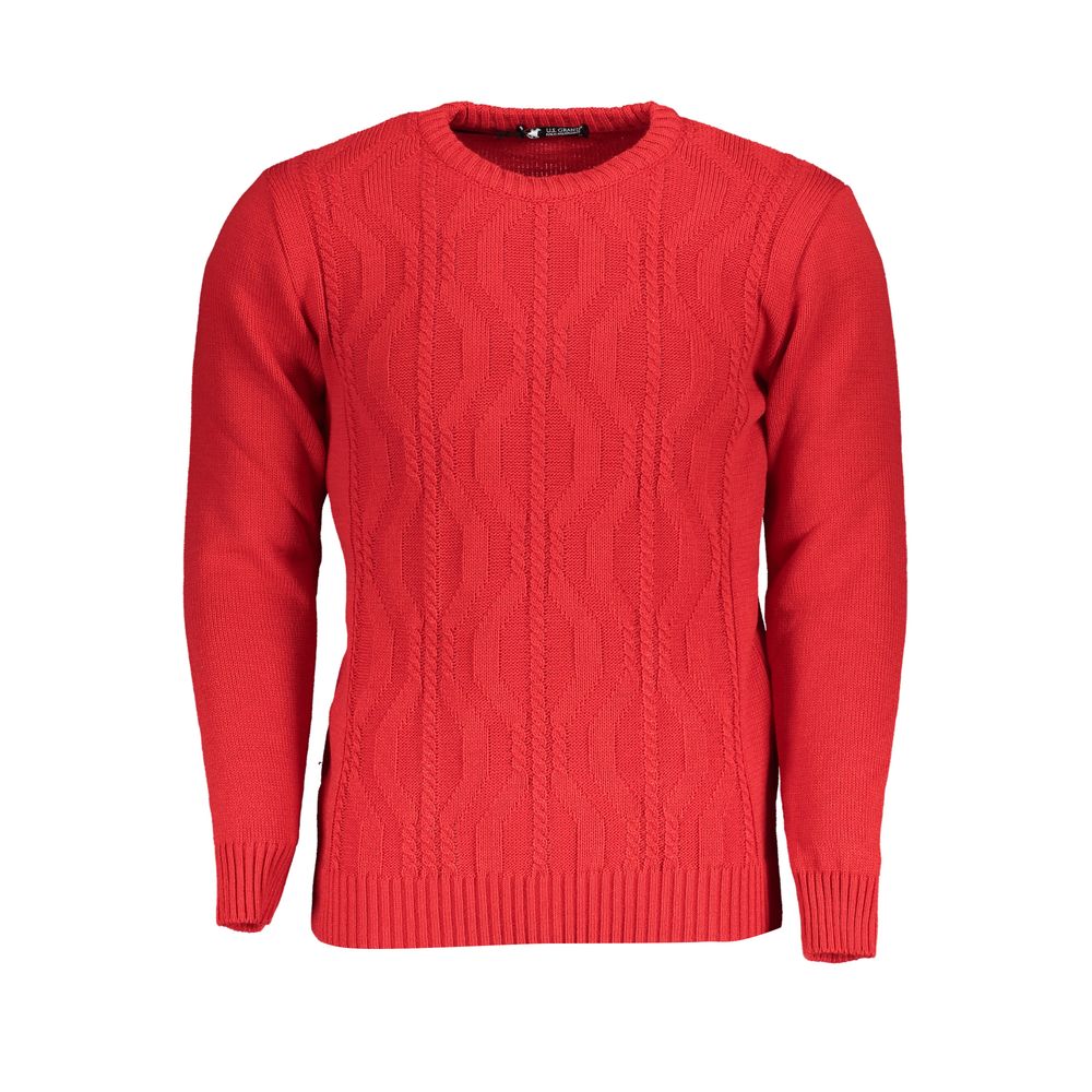 U.S. Grand Red Acrylic Men Sweater