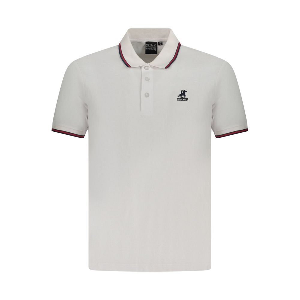 U.S. Grand White Cotton Men Polo Shirt