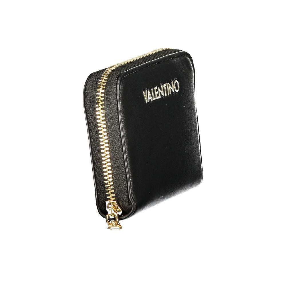 Valentino Black Leather Women Wallet with Multiple Compartments