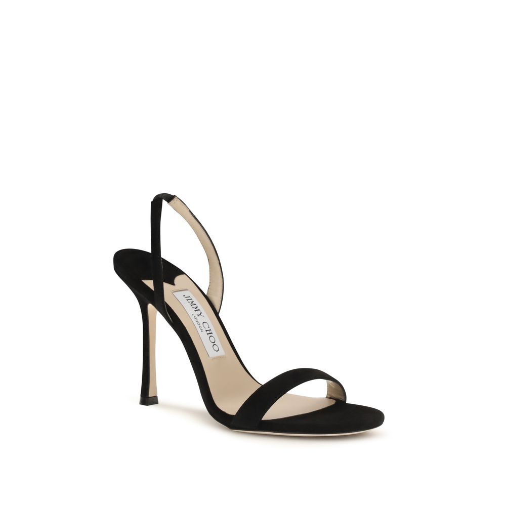 Jimmy Choo Black Calf Leather Bos Taurus Stiletto Heel Sandals