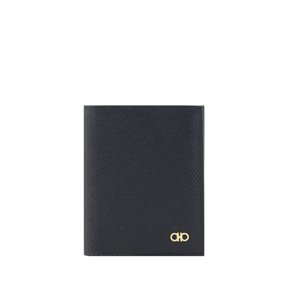 Ferragamo Black Calf Leather Bos Taurus Wallet