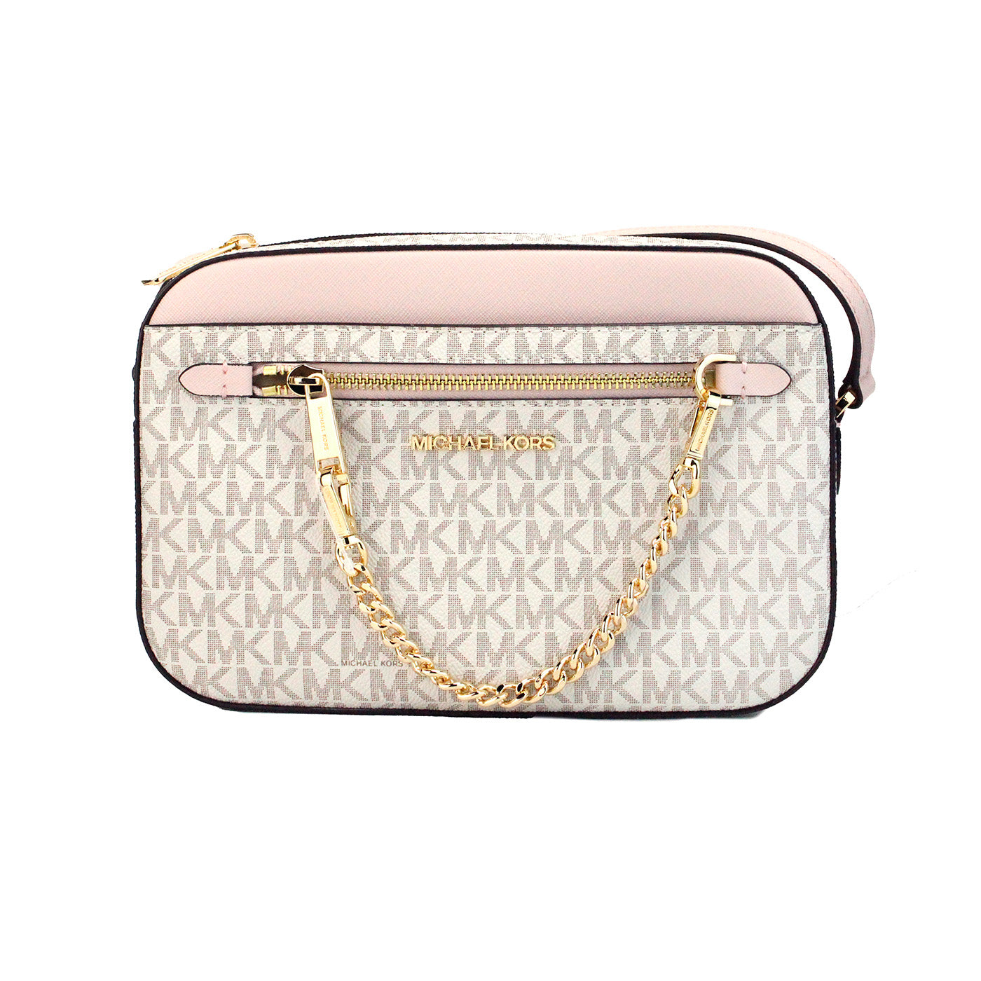 Michael Kors Adult Saffiano Leather Chain Zip Crossbody Handbag