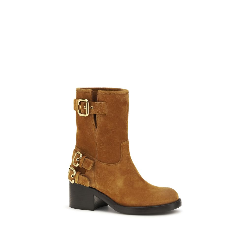 Chloé Brown Calf Leather Bos Taurus Ankle Boots