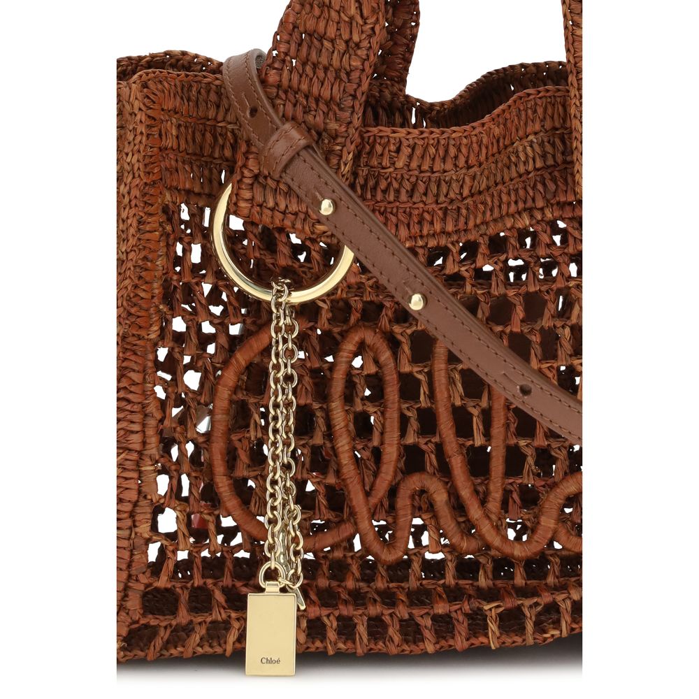 Chloé Brown Raffia Shoulder Bag