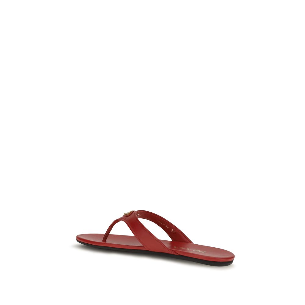 Prada Multicolor Calf Leather Bos Taurus Flat Sandals
