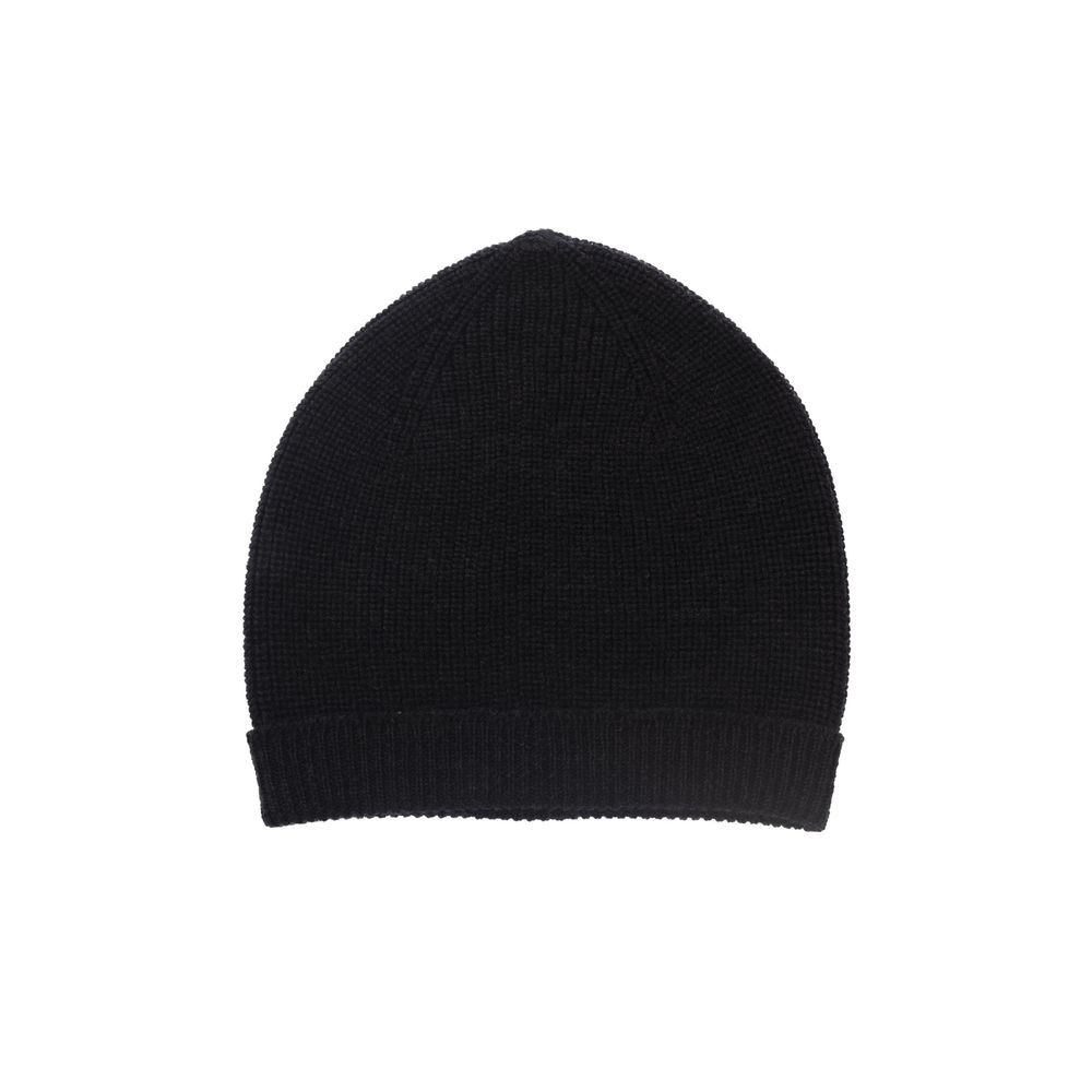 Alpha Studio Black Merino Wool Men's Cap
