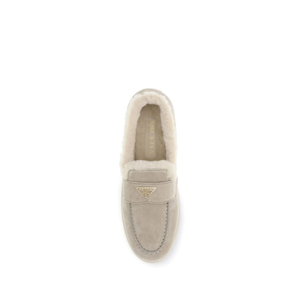 Prada Beige Calf Leather Bos Taurus Slip-On Loafers