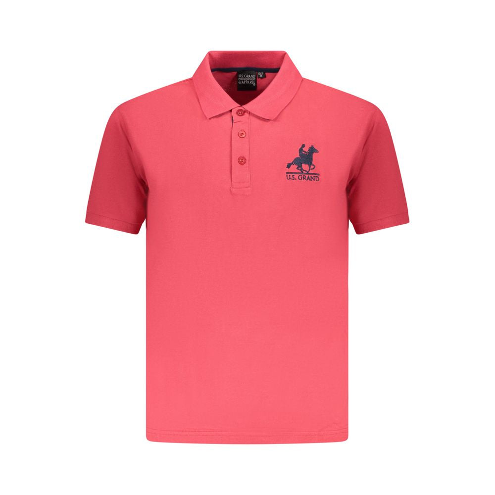U.S. Grand Red Cotton Men Polo Shirt