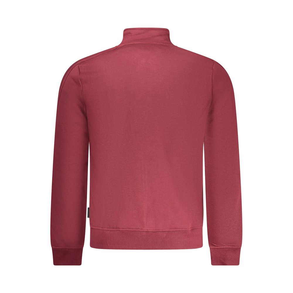 U.S. Grand Red Cotton Men's Sweatshirt with Zip and Pockets