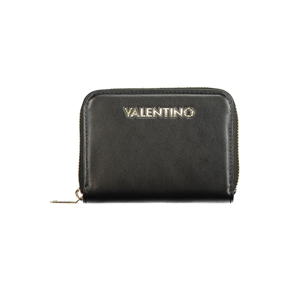 Valentino Black Leather Women Wallet with Multiple Compartments
