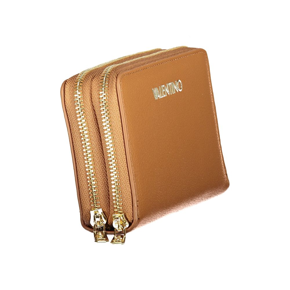 Valentino Brown Polyurethane Women's Wallet With Coin Purse and Card Spaces