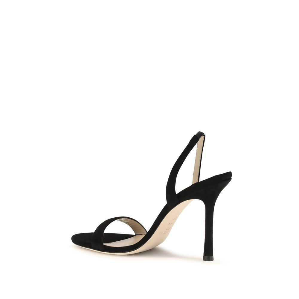Jimmy Choo Black Calf Leather Bos Taurus Stiletto Heel Sandals