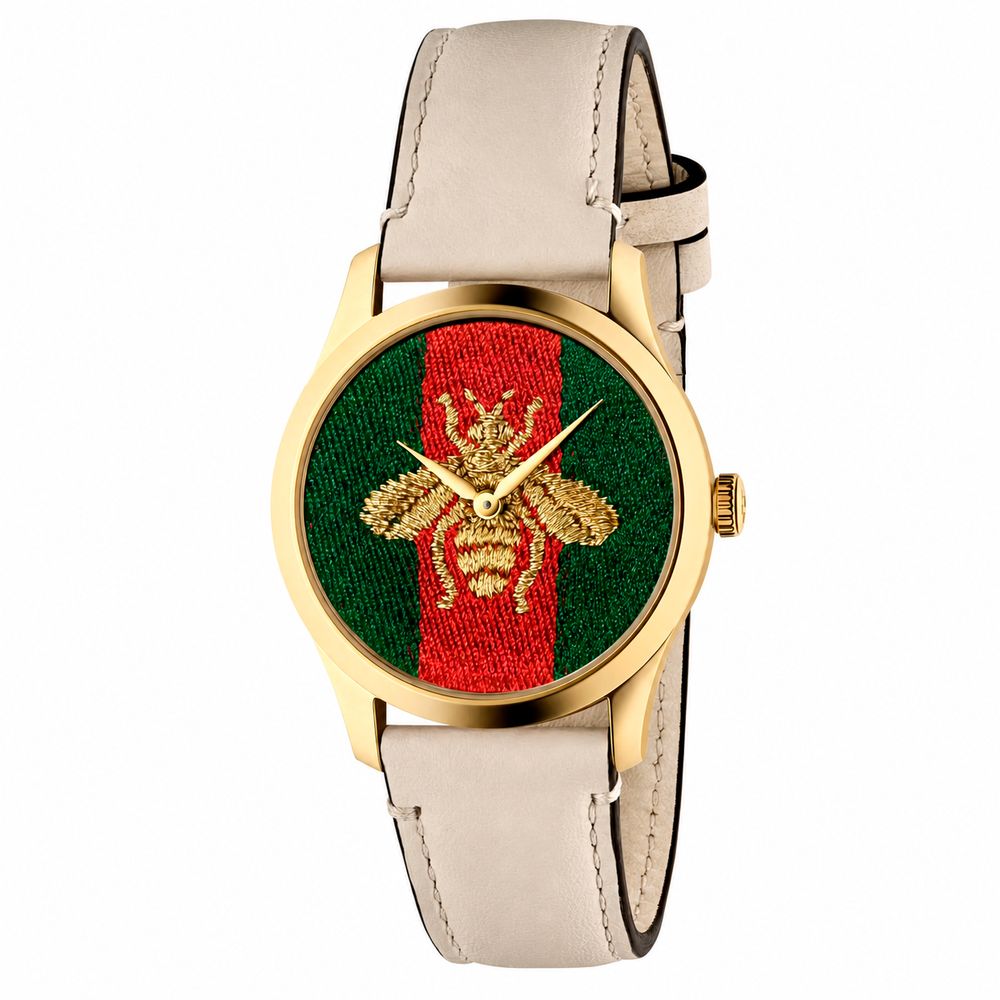 Gucci Beige Leather Dress Watch