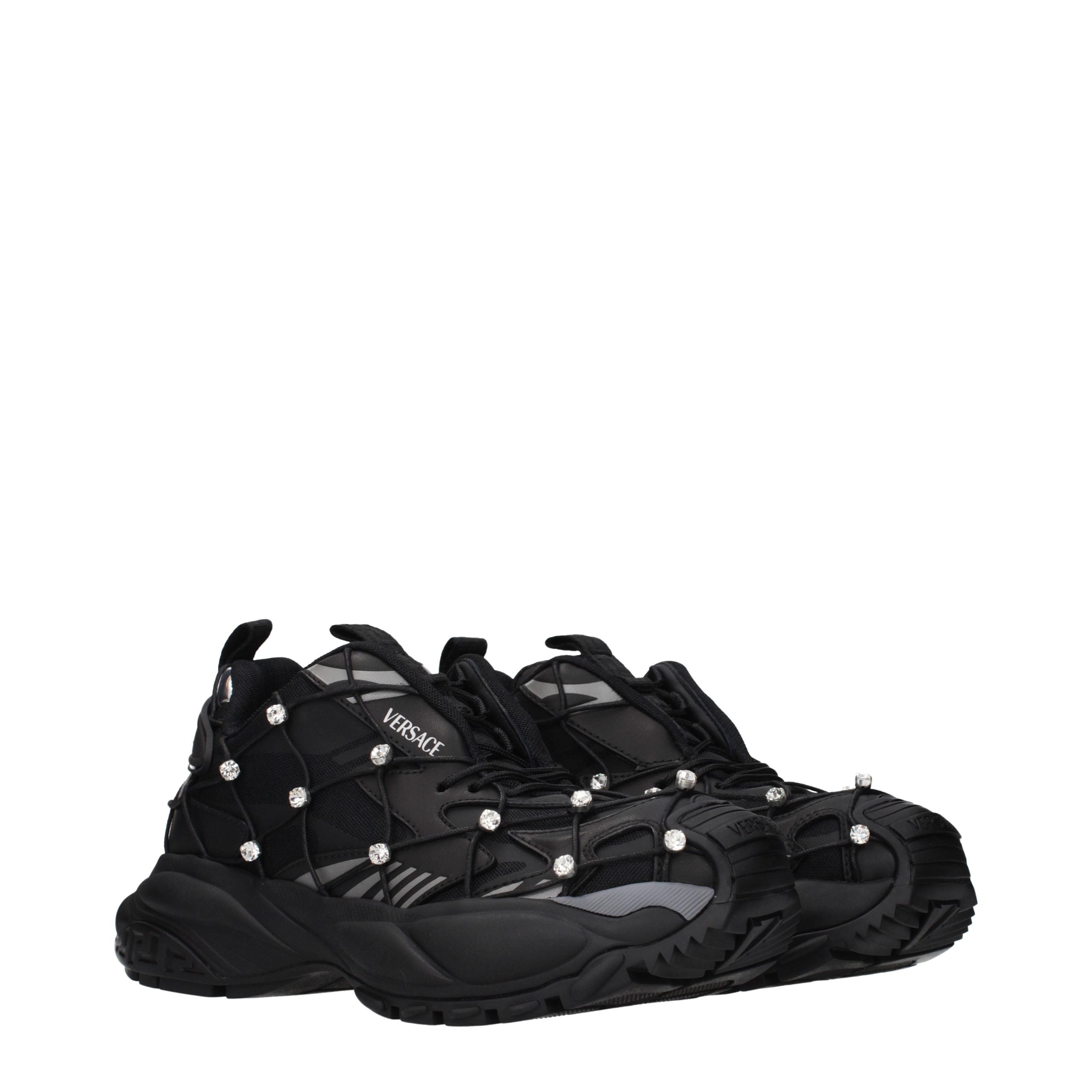 Versace Black Fabric Chunky Sneakers