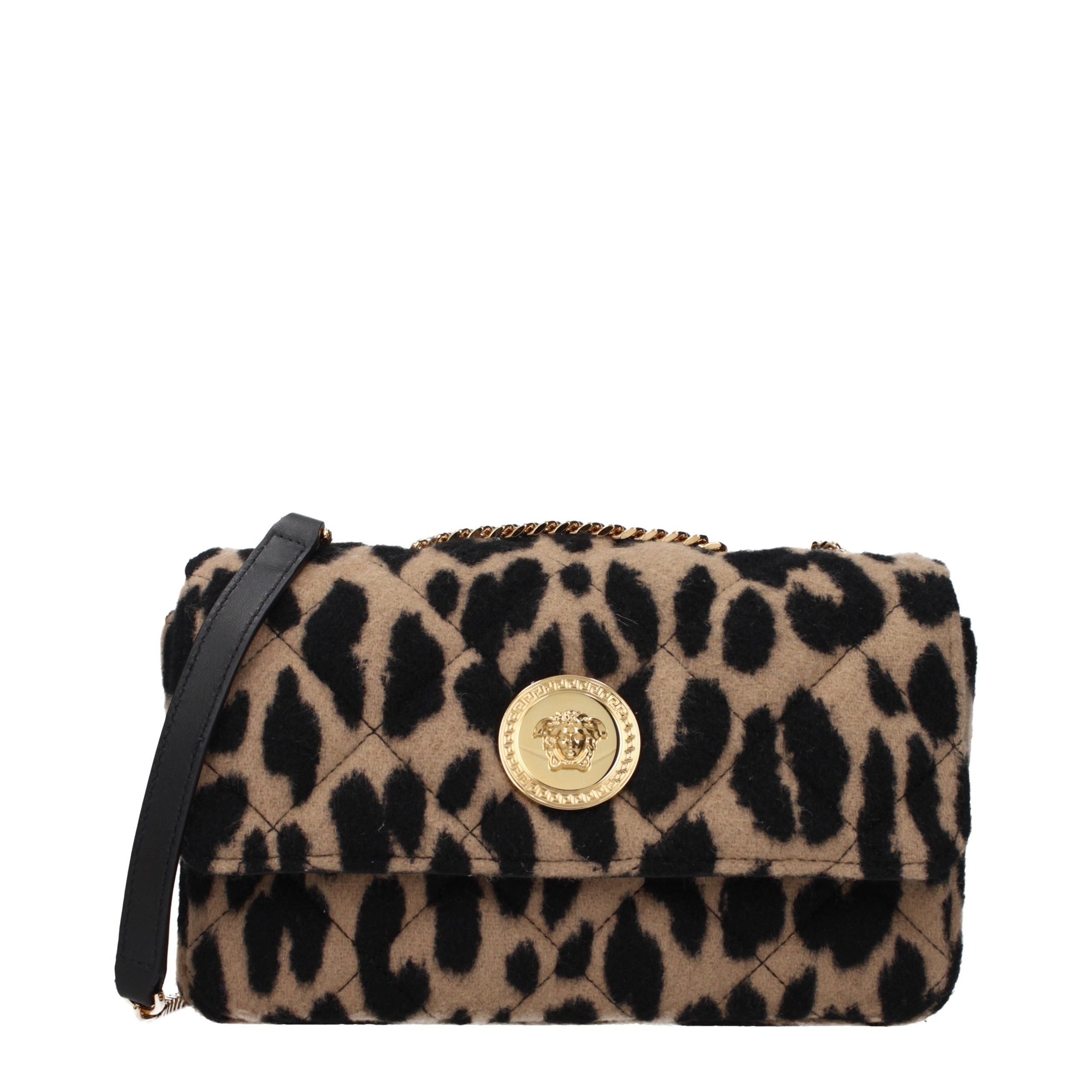 Versace Brown Wool Shoulder Bag