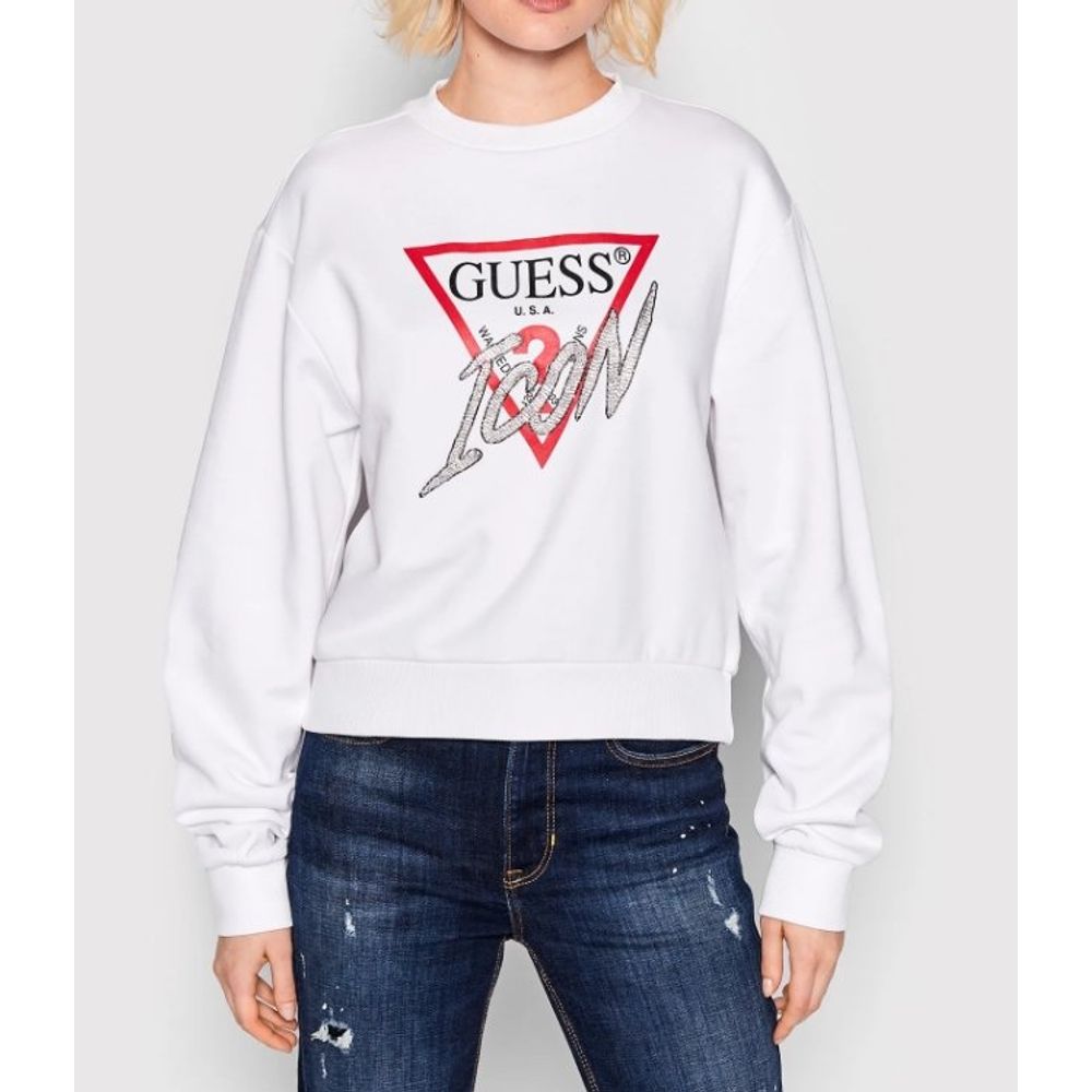 Guess Jeans White Cotton Sweatshirt