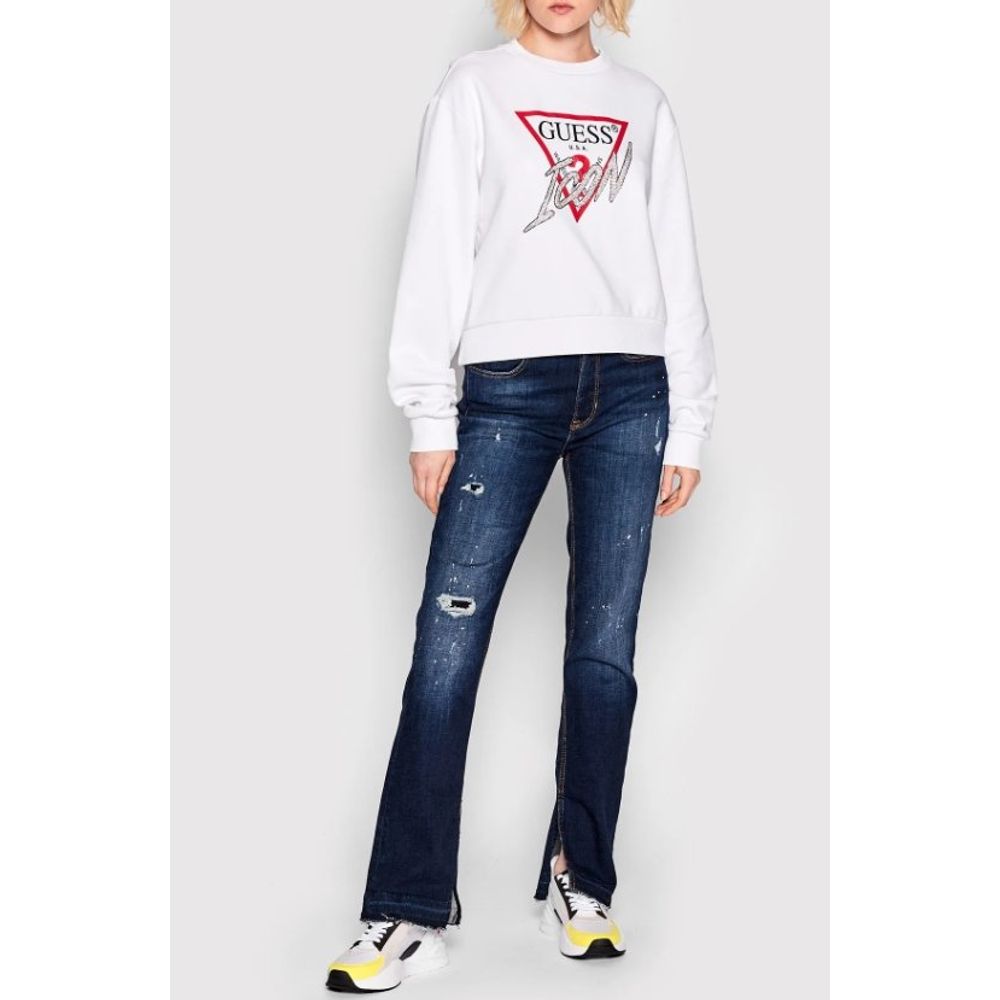 Guess Jeans White Cotton Sweatshirt