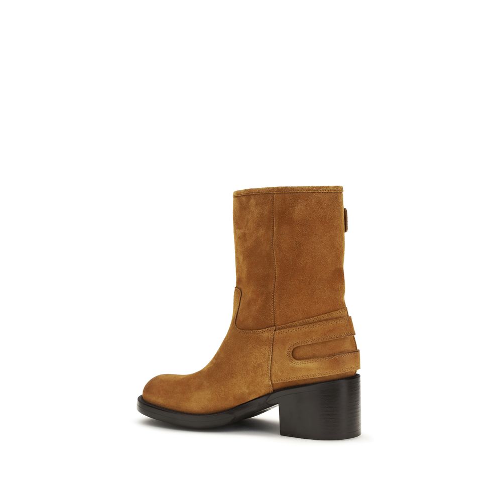 Chloé Brown Calf Leather Bos Taurus Ankle Boots