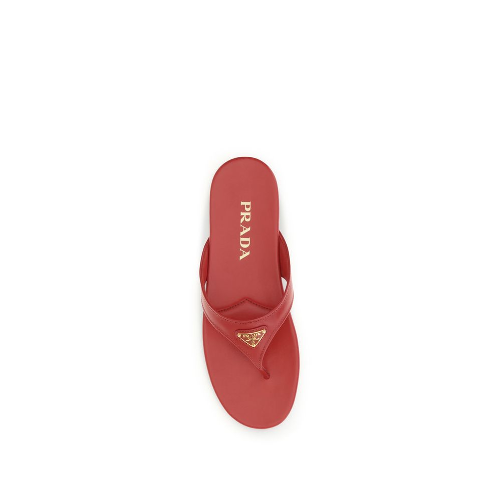 Prada Multicolor Calf Leather Bos Taurus Flat Sandals